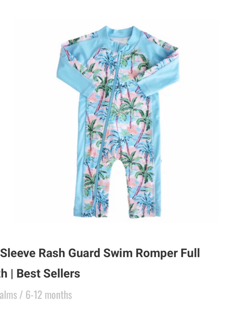 NWT Caden Lane Pastel Palms Full Length Swim Romper 6-12 Months